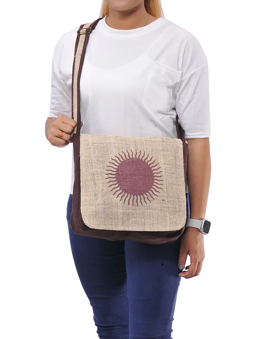 Graphic Hemp Cotton Messenger Bag Sun