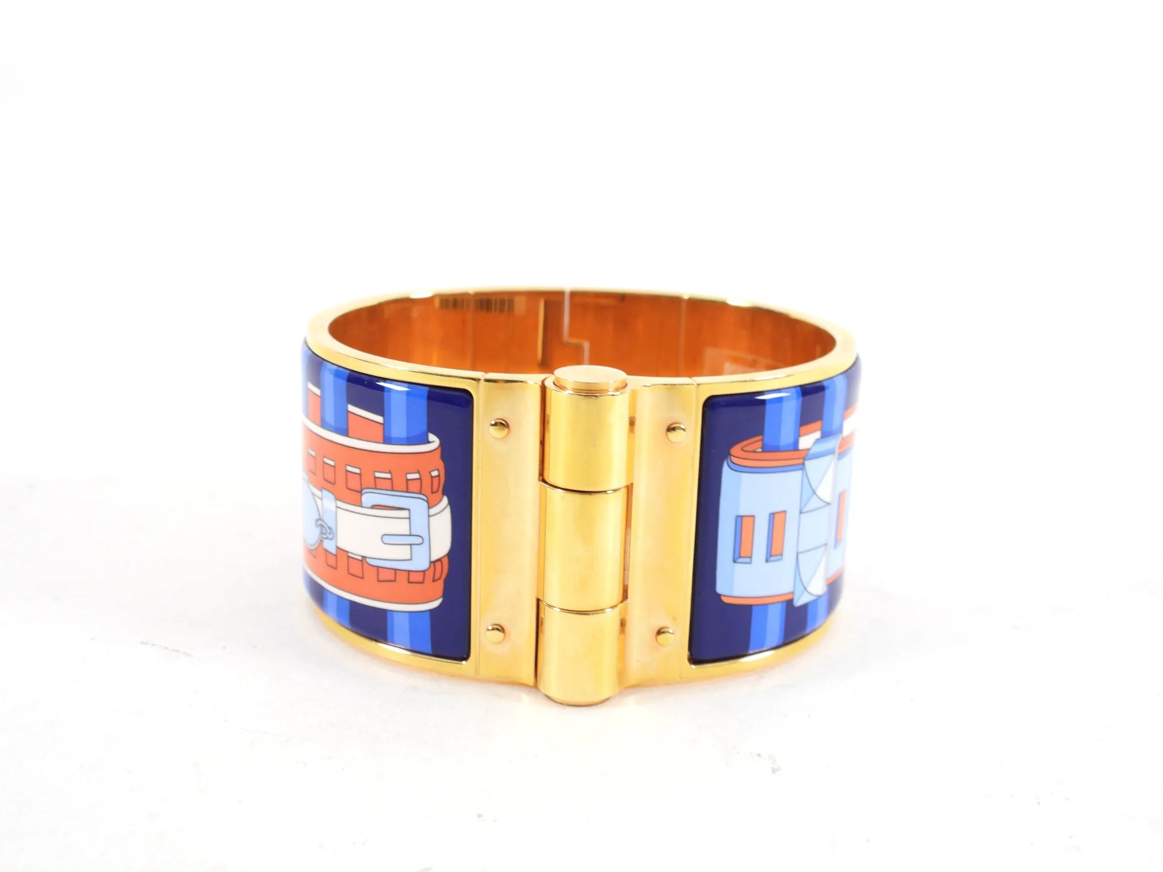 Hermes Extra Wide Hinged Printed Collier de Chien Bracelet