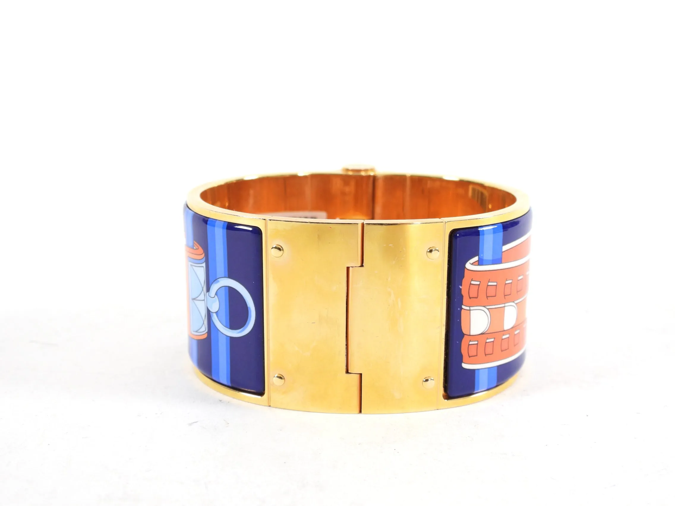 Hermes Extra Wide Hinged Printed Collier de Chien Bracelet