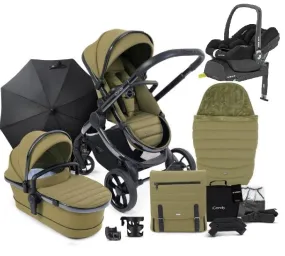 iCandy Peach 7 Maxi Cosi Cabriofix i-Size Travel System Bundle - Olive (Black Parasol)