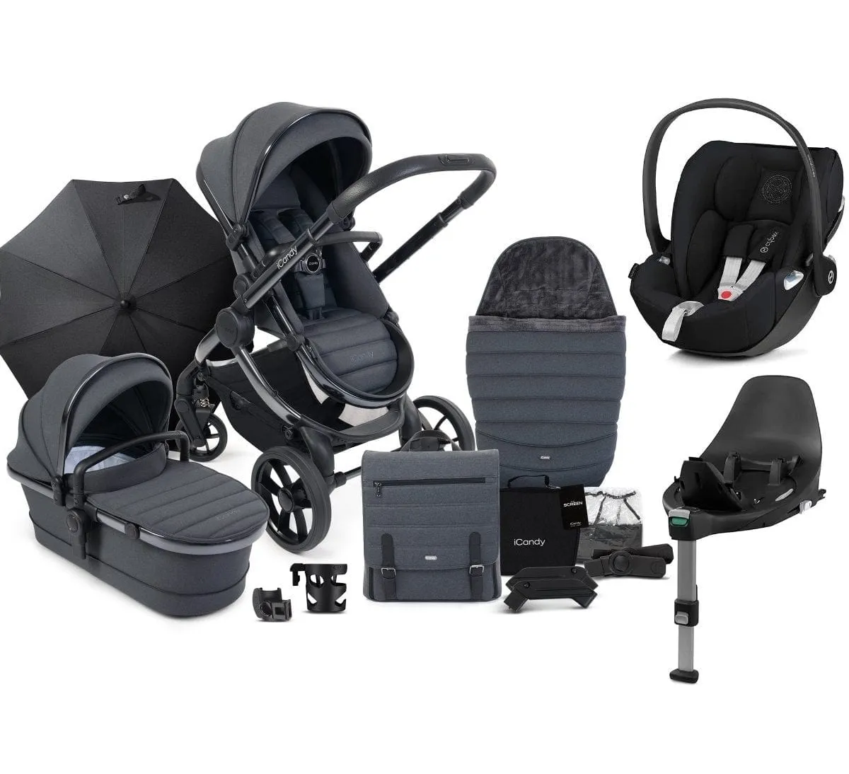 iCandy Peach 7, Pebble 360 PRO Complete Travel System Bundle - Dark Grey