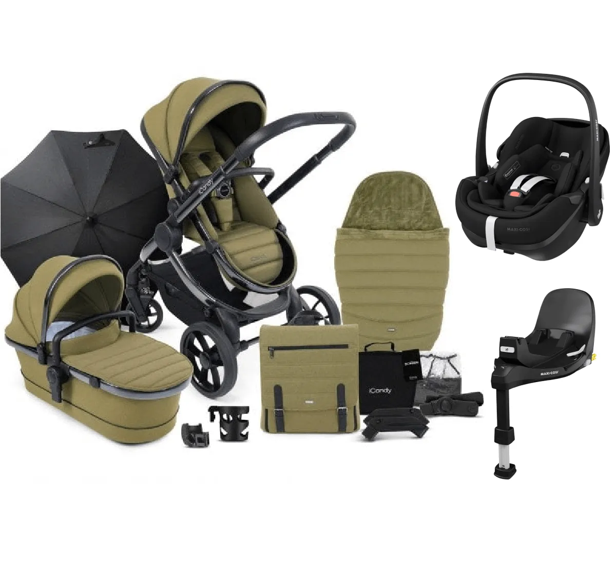 iCandy Peach 7, Pebble 360 PRO Complete Travel System Bundle - Olive