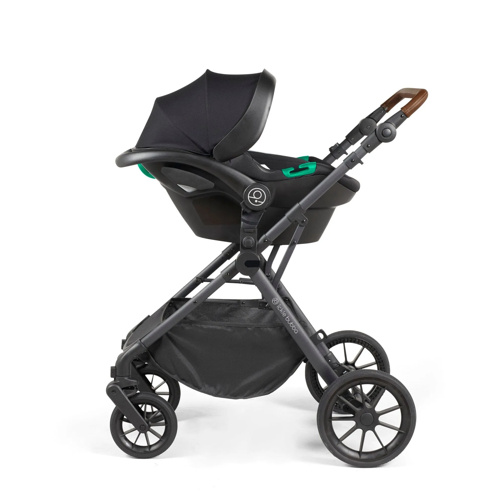 Ickle Bubba Cosmo I-Size Travel System With Stratus Car Seat & Isofix Base - Gunmetal / Desert / Tan