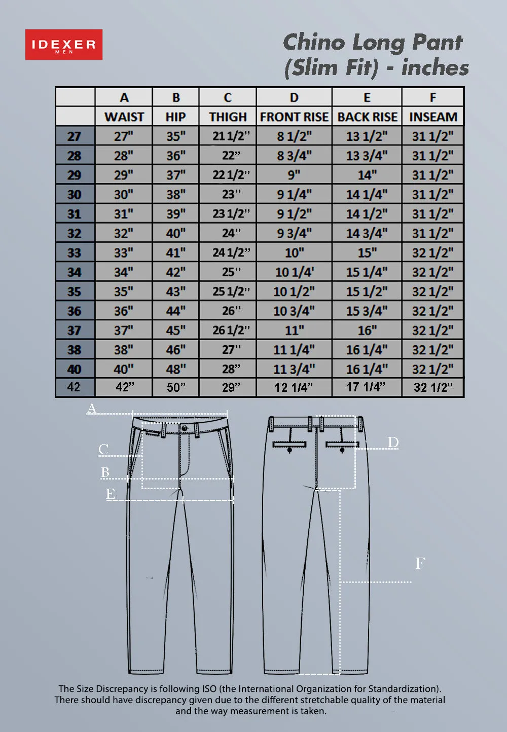 IDEXER MEN'S CHINO LONG PANTS [SLIM FIT] ID0320