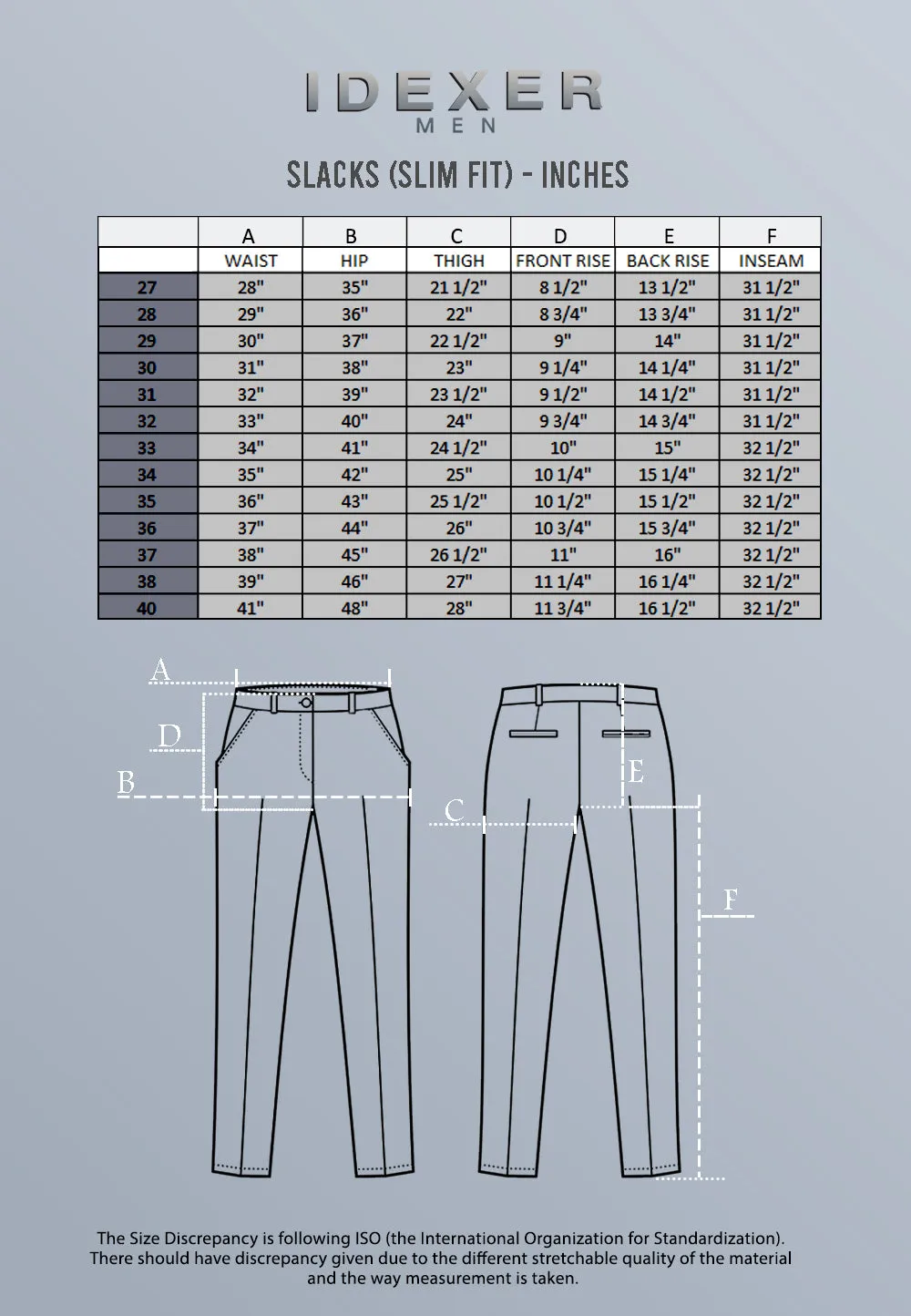 IDEXER MEN'S SLACK LONG PANTS [SLIM FIT] ID0312