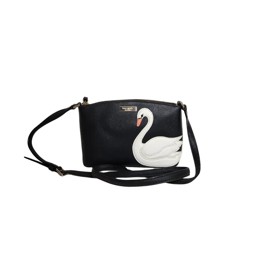 Kate Spade Black Leather Swan Crossbody Bag | Gently Used |