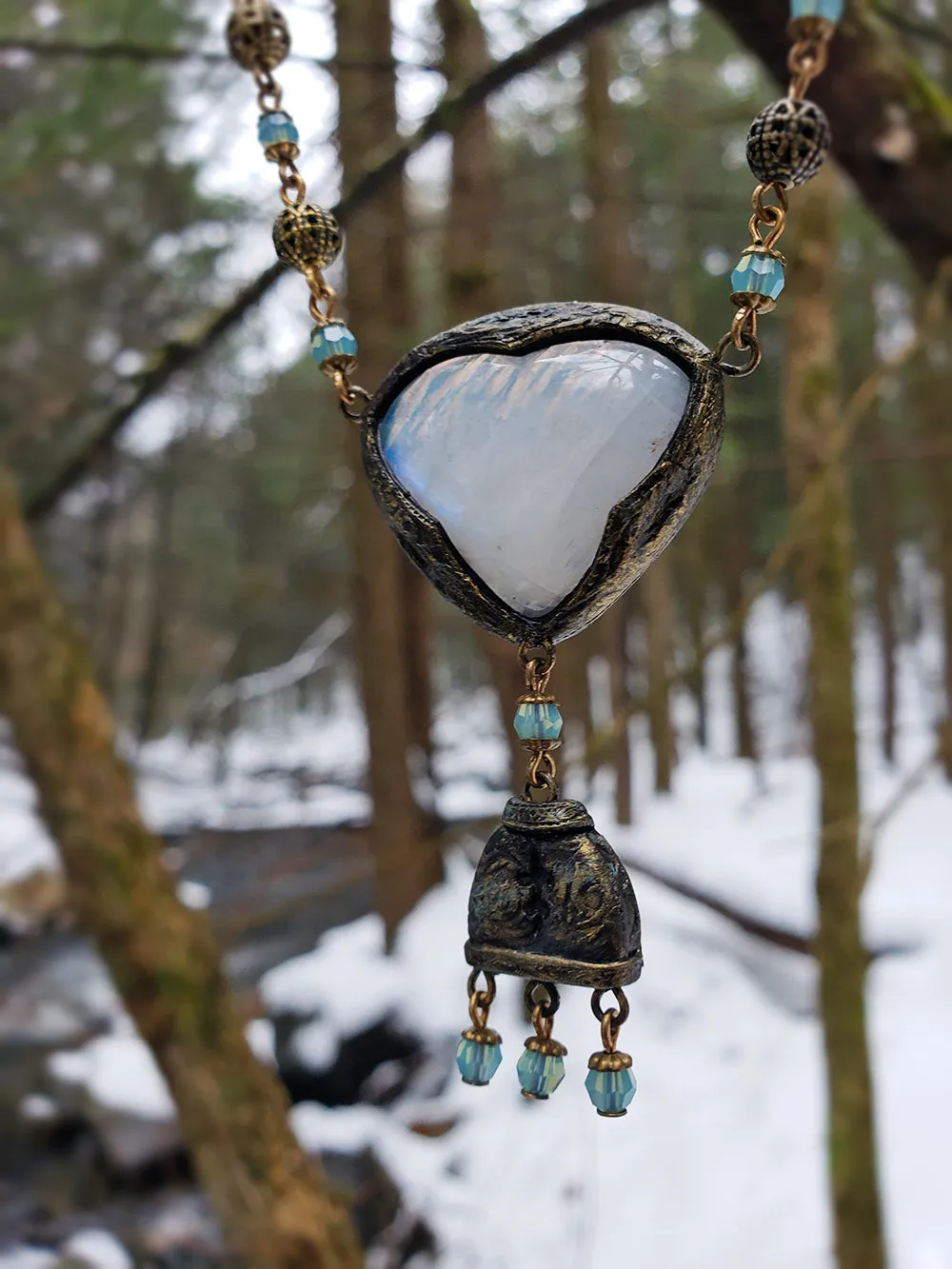 Lady of the Lake ~ Rainbow Moonstone Amulet