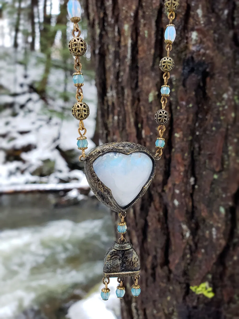 Lady of the Lake ~ Rainbow Moonstone Amulet