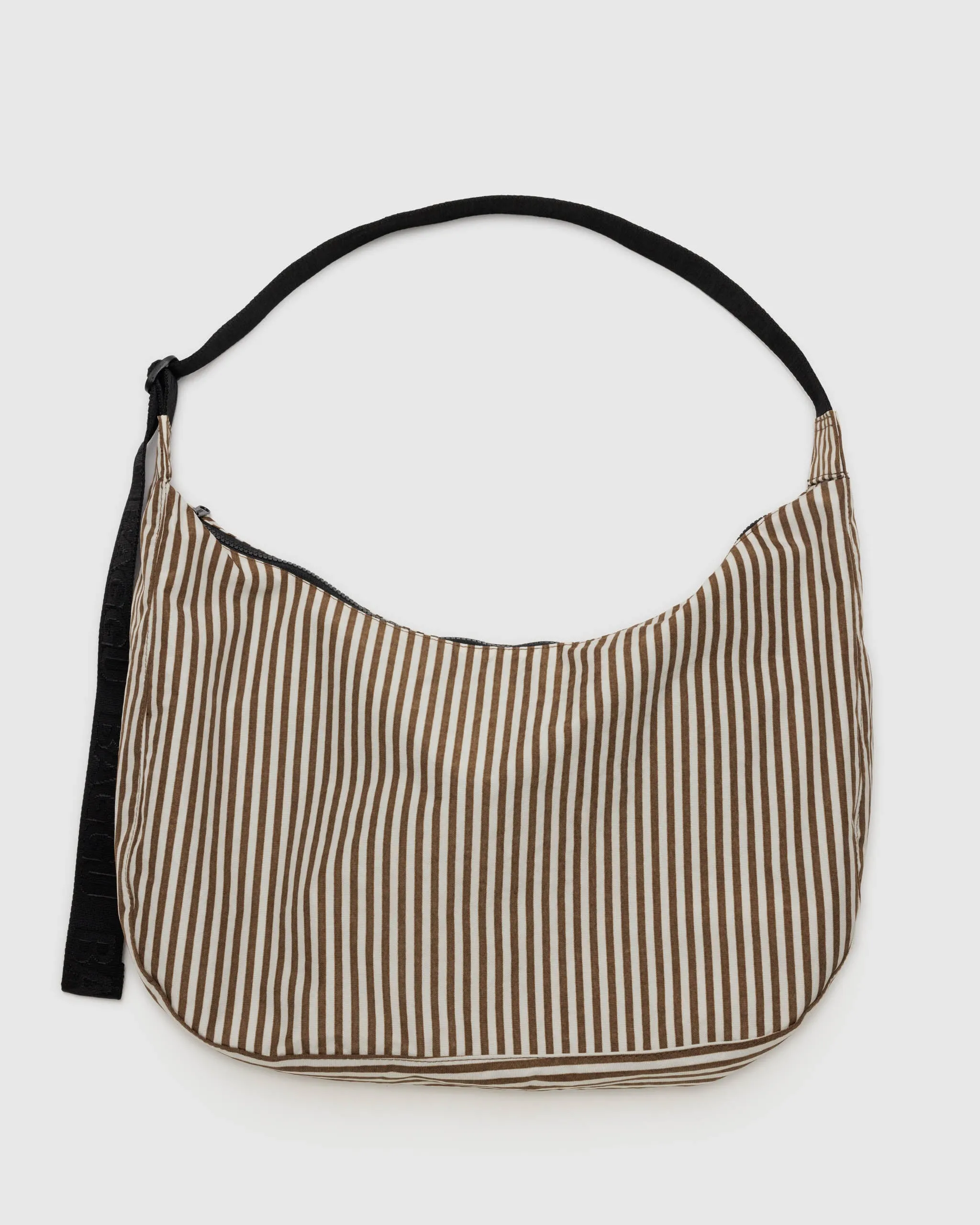 Large Nylon Crescent Bag in Brown Stripe