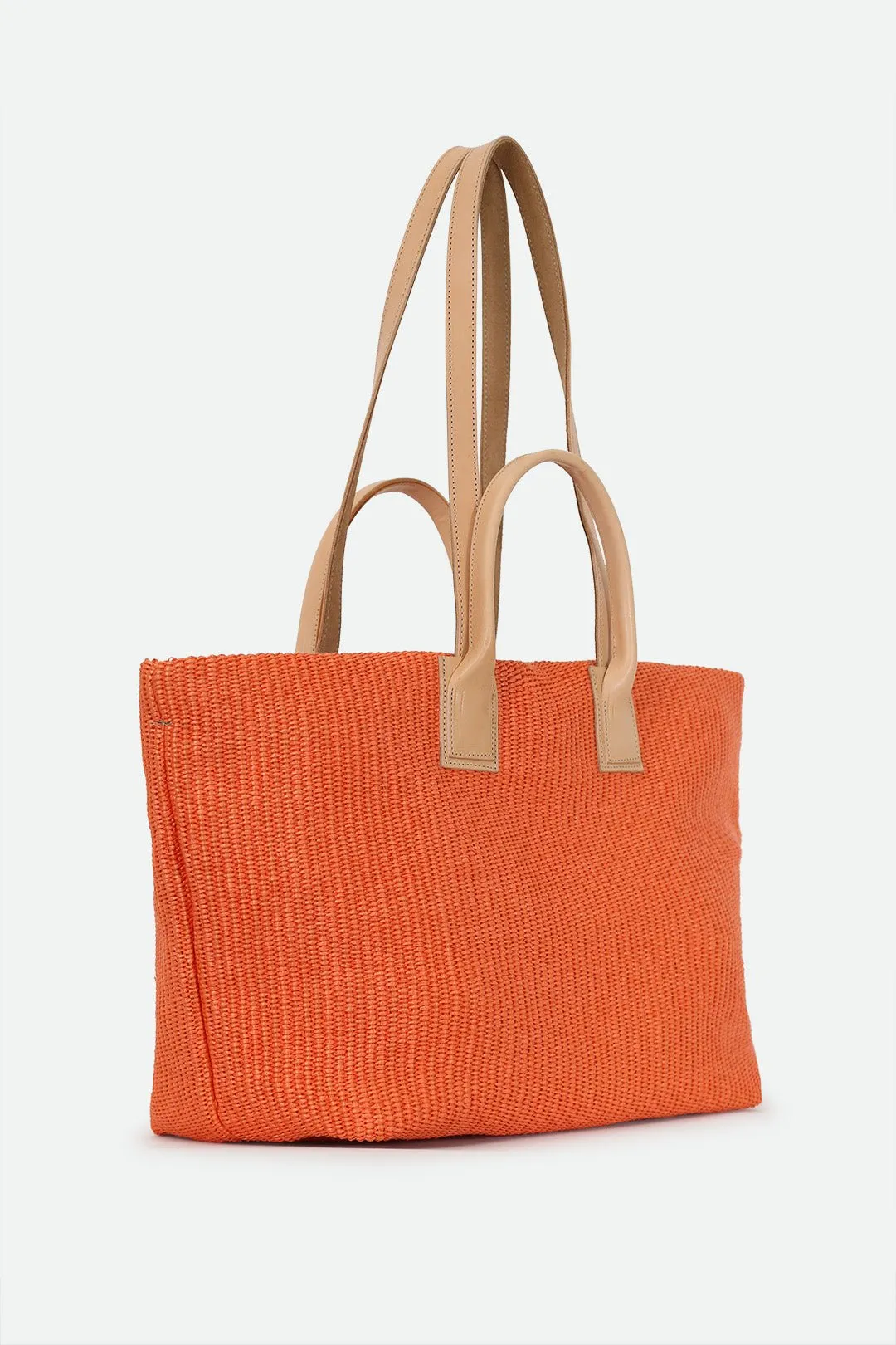 LISBON LARGE ITALIAN TOTE IN TANGERINE