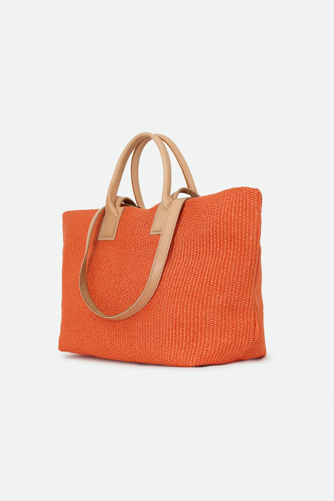 LISBON LARGE ITALIAN TOTE IN TANGERINE