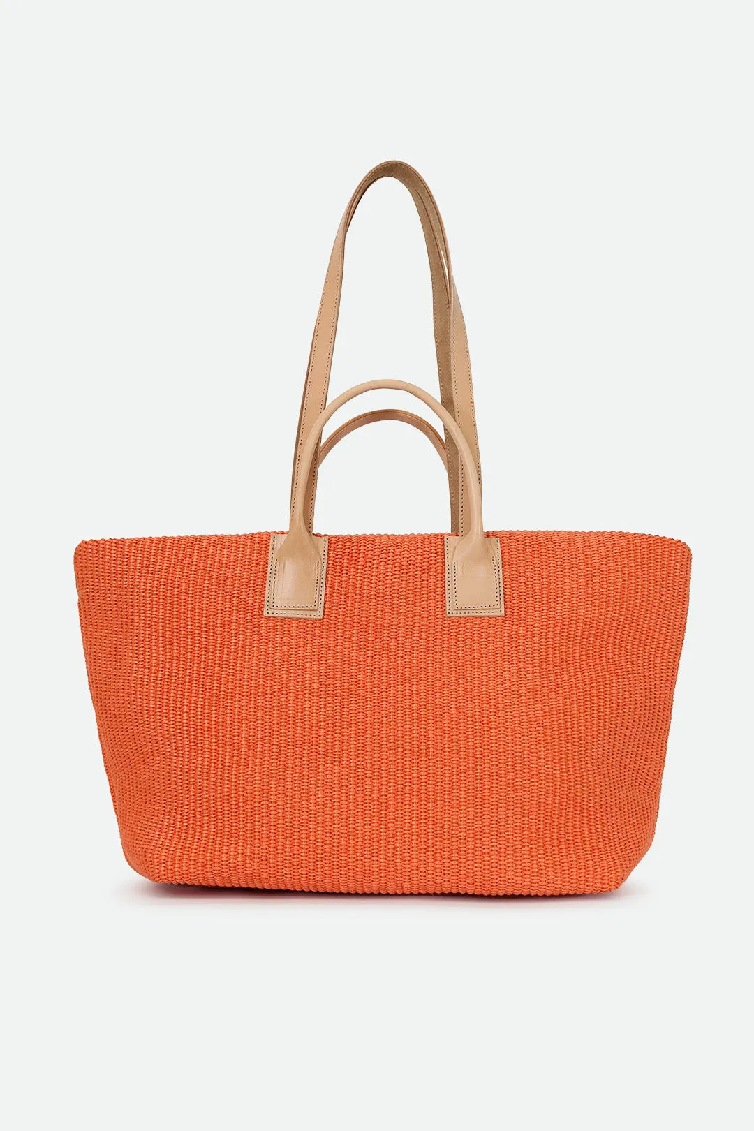 LISBON LARGE ITALIAN TOTE IN TANGERINE