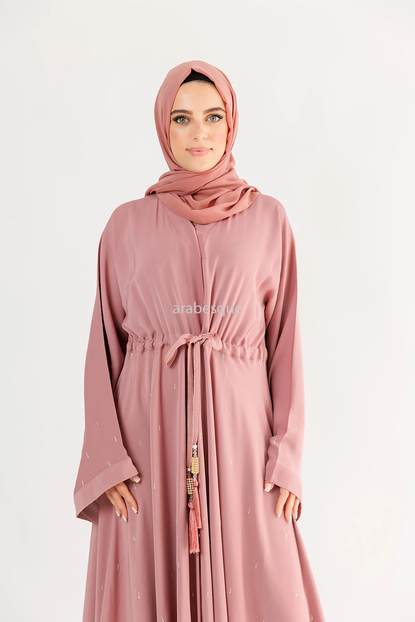 Luxury Nida Diamante Open Abaya with Inner Belt - 5 Colours