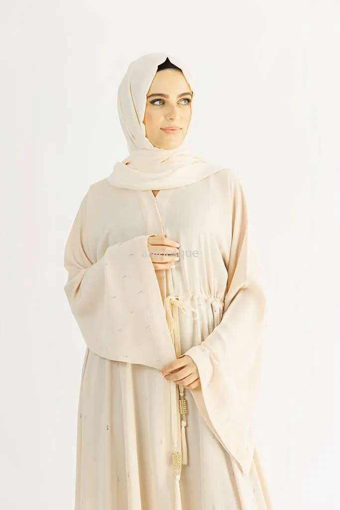 Luxury Nida Diamante Open Abaya with Inner Belt - 5 Colours