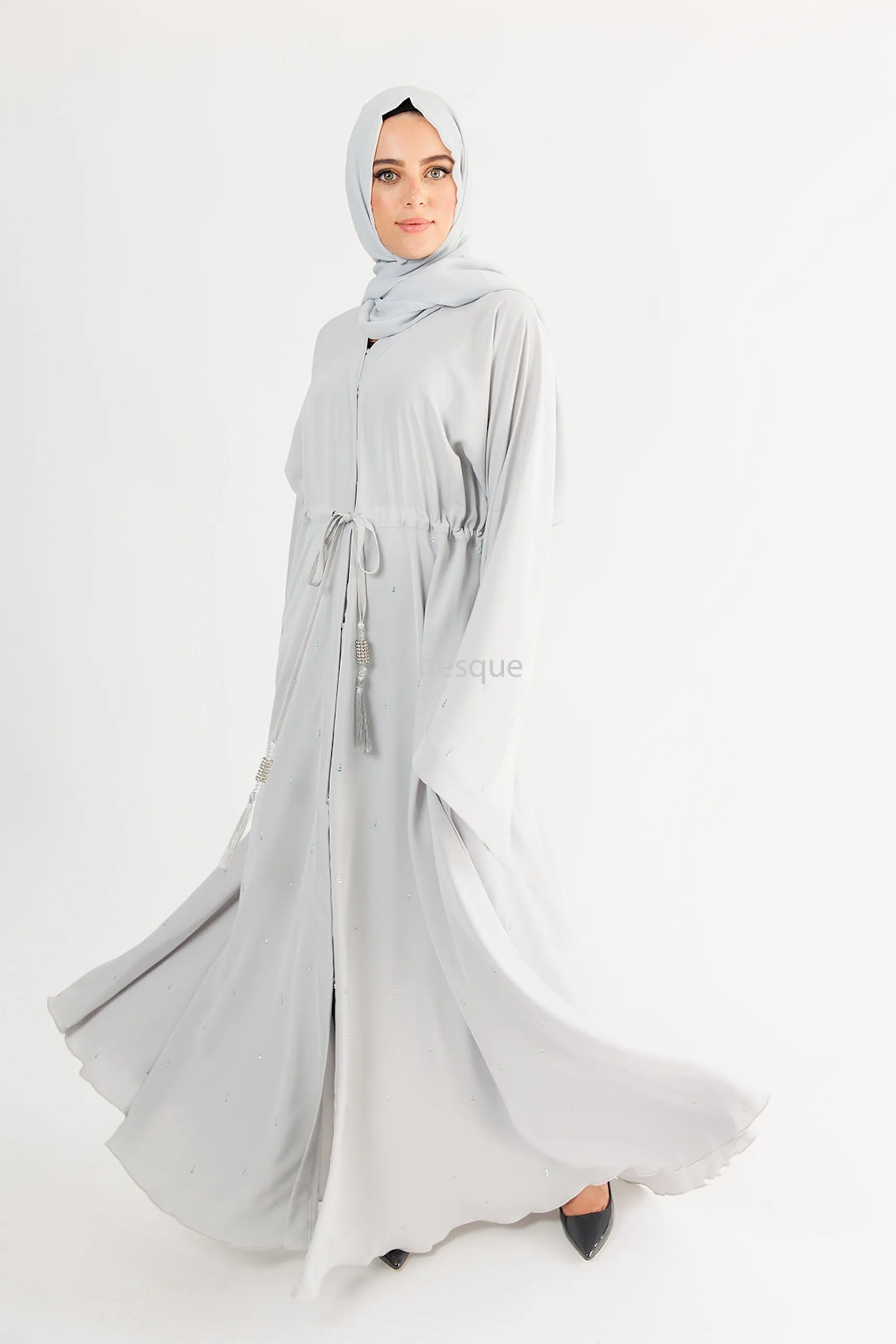 Luxury Nida Diamante Open Abaya with Inner Belt - 5 Colours