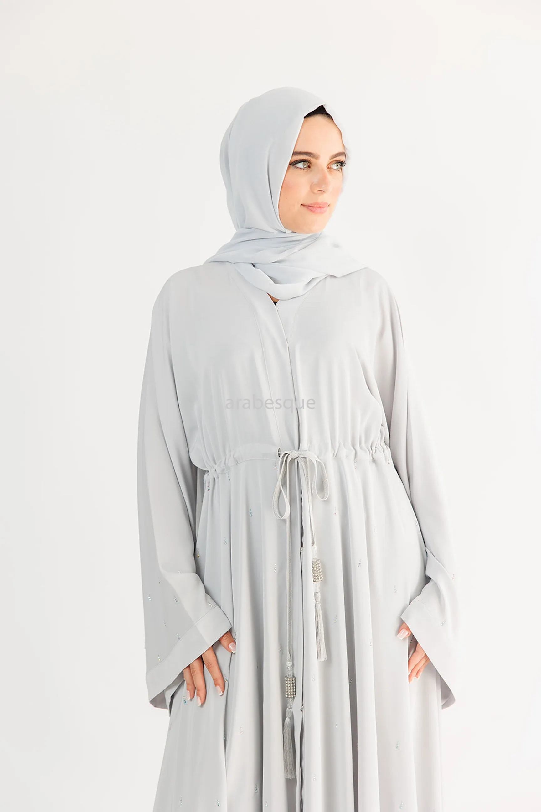 Luxury Nida Diamante Open Abaya with Inner Belt - 5 Colours