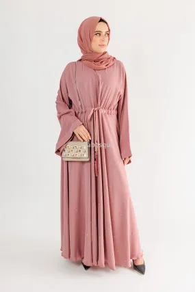 Luxury Nida Diamante Open Abaya with Inner Belt - 5 Colours