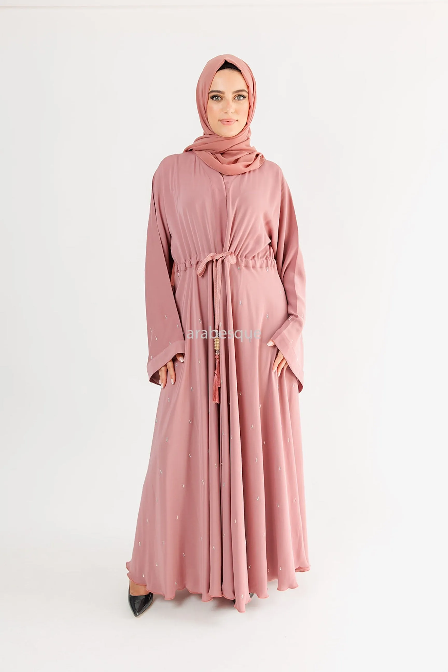 Luxury Nida Diamante Open Abaya with Inner Belt - 5 Colours