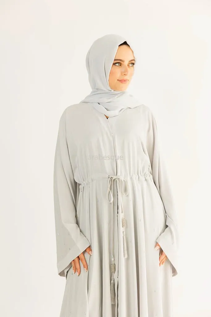 Luxury Nida Diamante Open Abaya with Inner Belt - 5 Colours