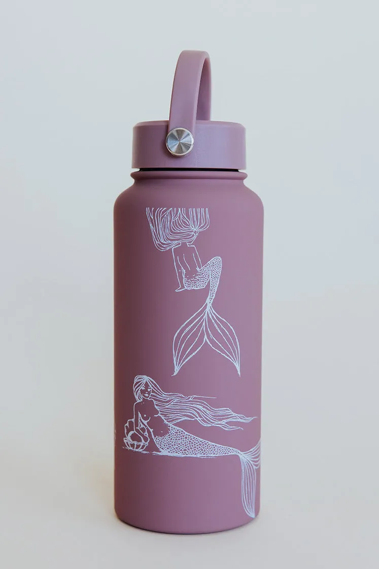 Mermaid Party Water Bottle - Dusty Rose