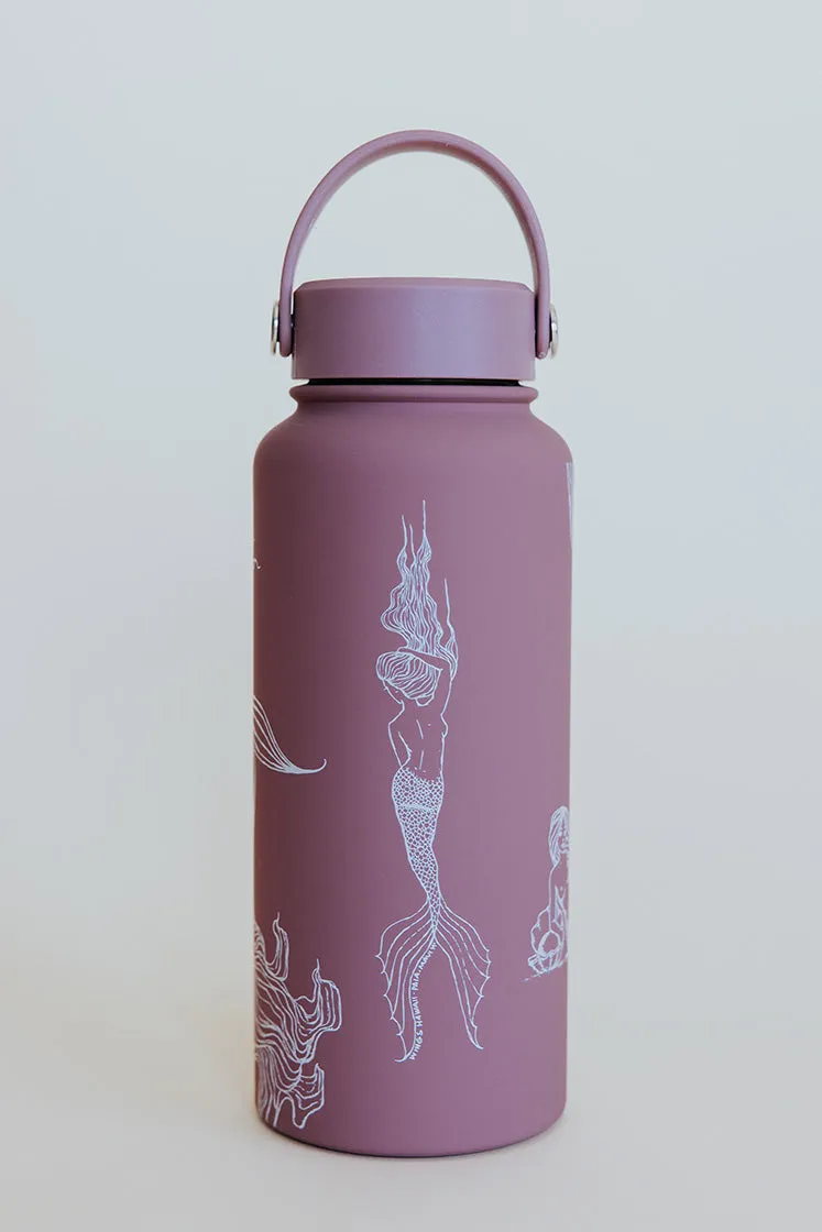 Mermaid Party Water Bottle - Dusty Rose