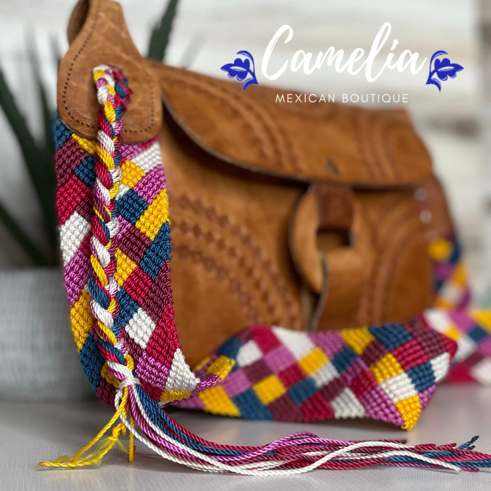 Mexican Leather Saddle Crossbody Bag - Hand Tooled