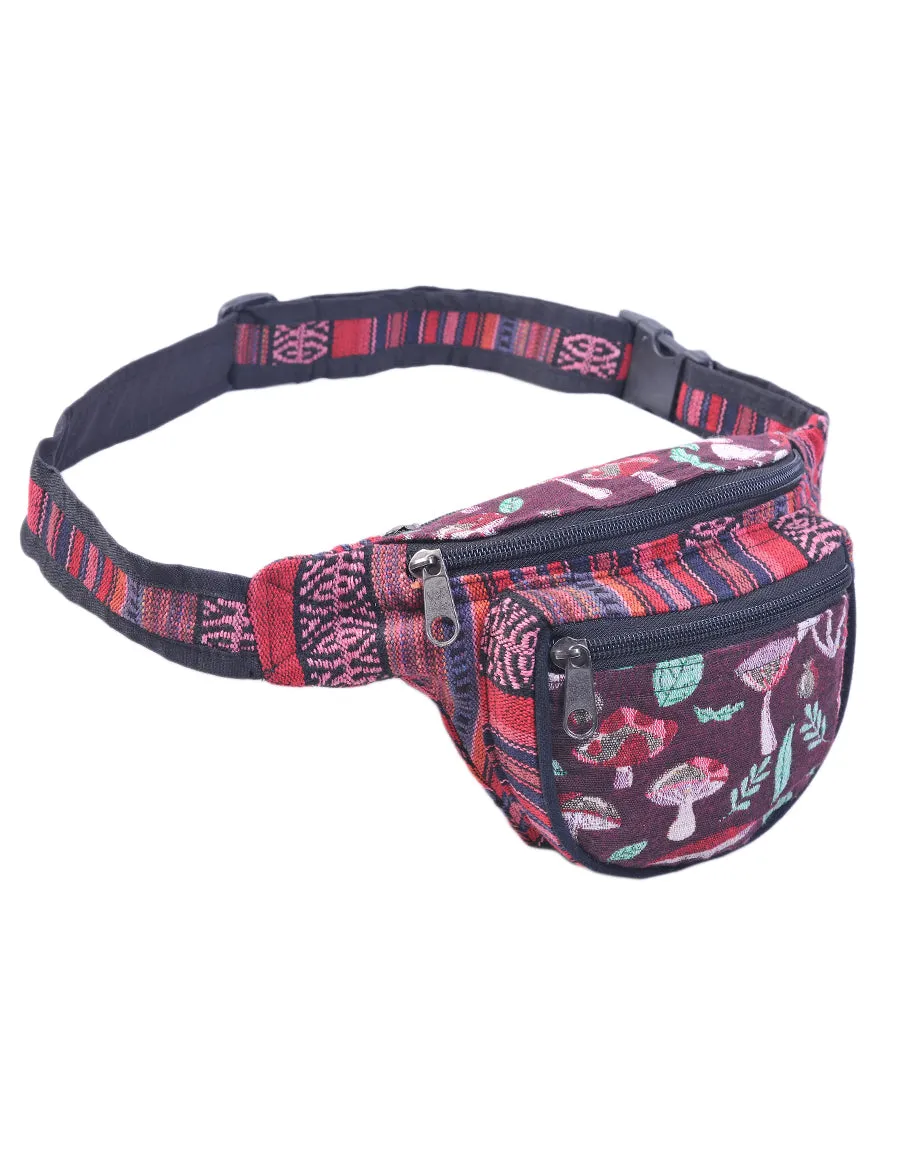 Mushroom Print Cotton Fanny Pack