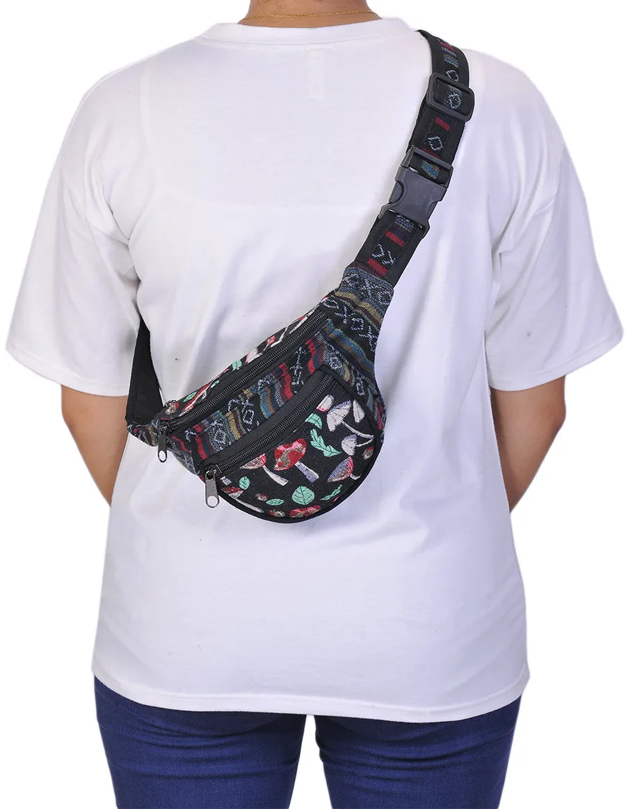 Mushroom Print Cotton Fanny Pack