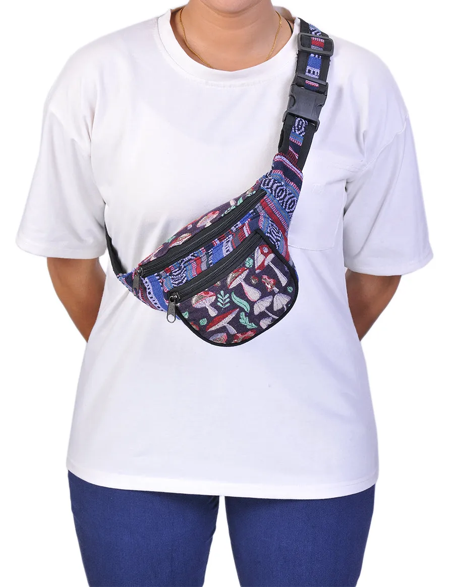 Mushroom Print Cotton Fanny Pack