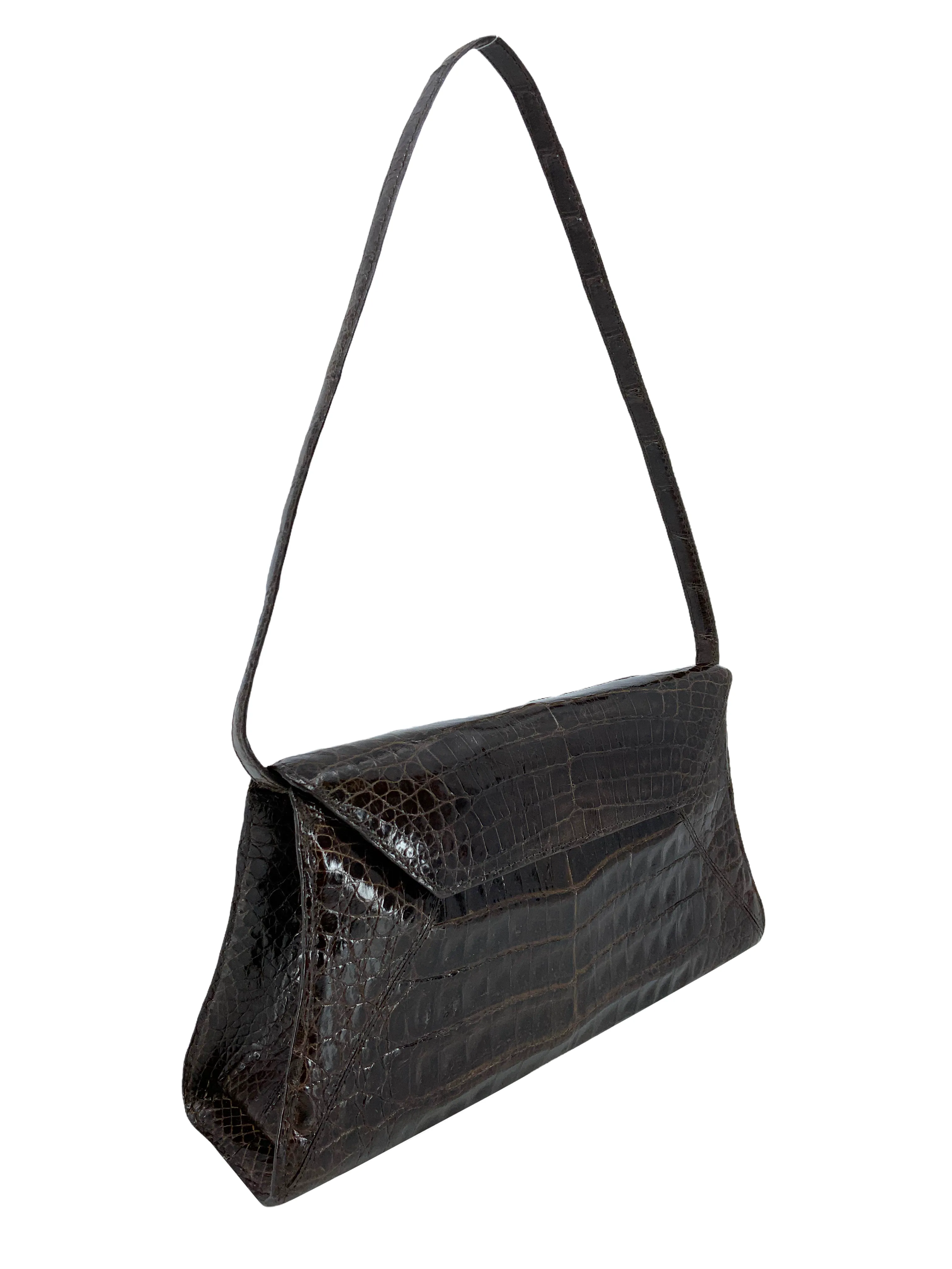 Nancy Gonzalez Small Crocodile Flap Clutch with Shoulder Strap