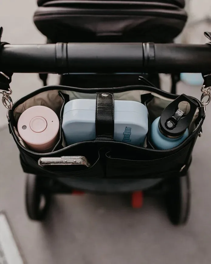 OiOi Signature Pram Caddy - Black Vegan Leather