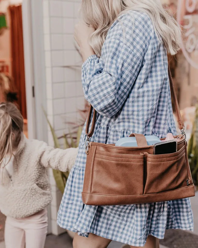 OiOi Signature Pram Caddy - Tan Vegan Leather