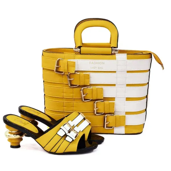 Peep Toe High Heel  Shoe And Tote Bag