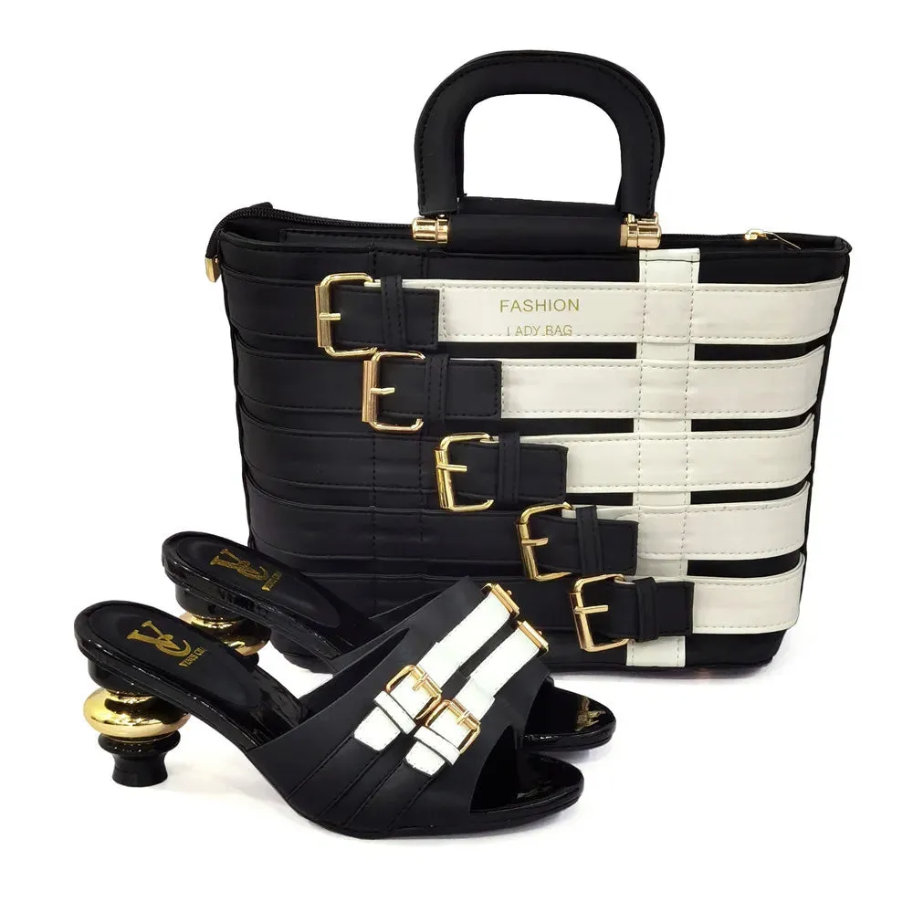 Peep Toe High Heel  Shoe And Tote Bag