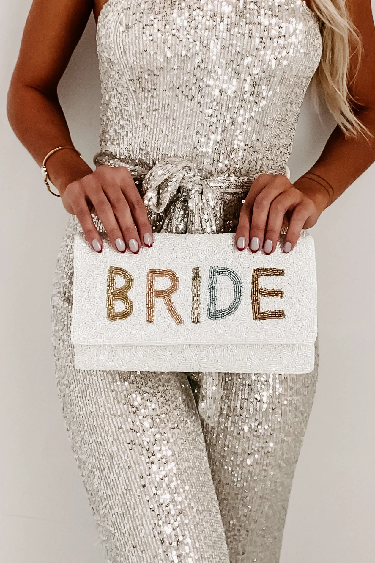 "Bride" Beaded Clutch (Tonal Bride)