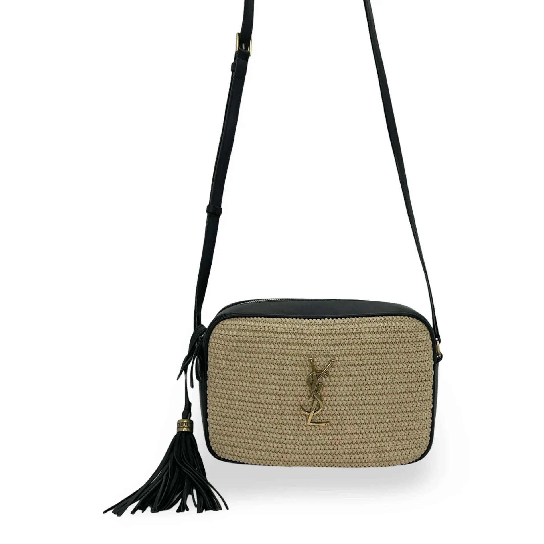 SAINT LAURENT: Raffia Lou Camera Bag