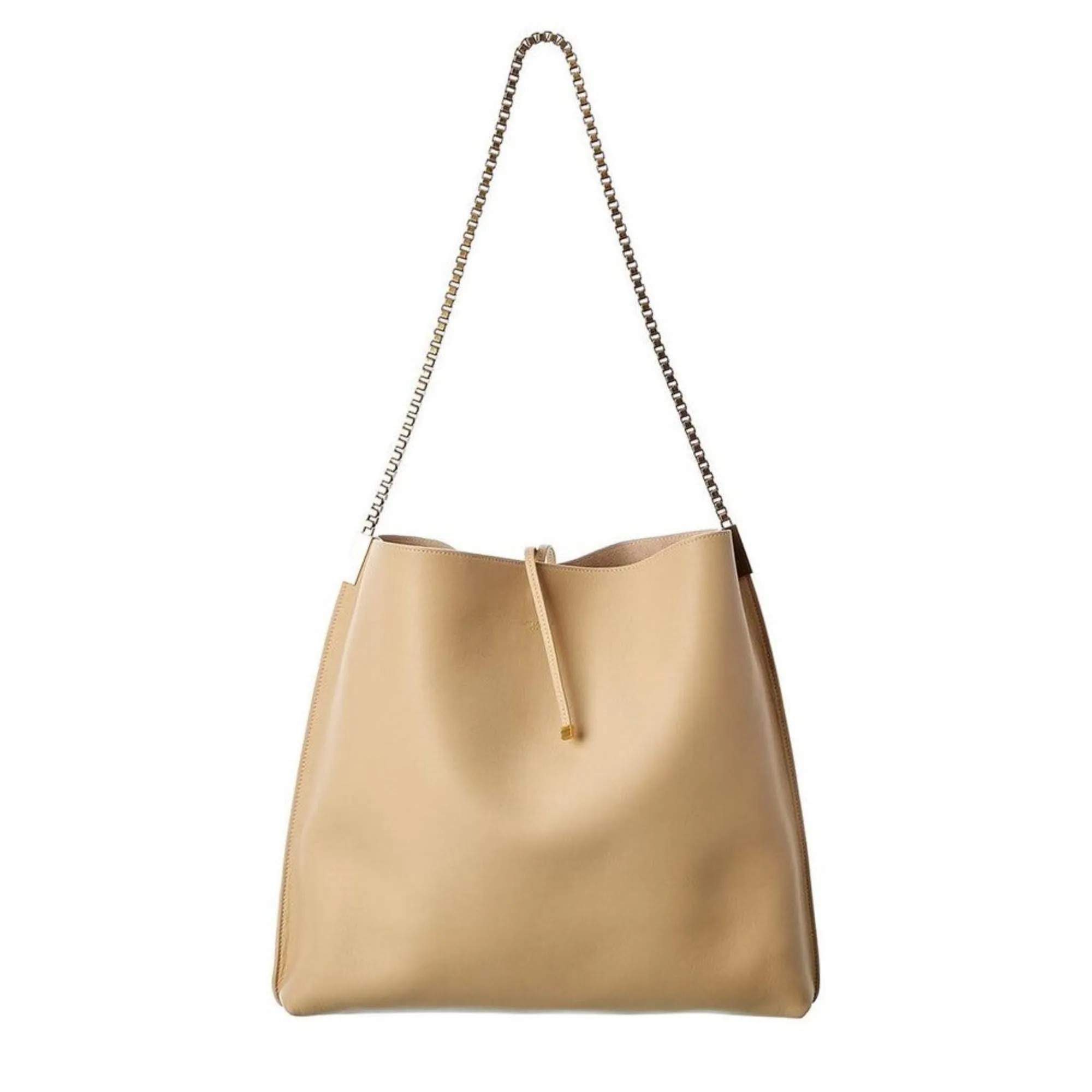 Saint Laurent Suzanne Beige Calfskin Leather Chain Hobo Bag