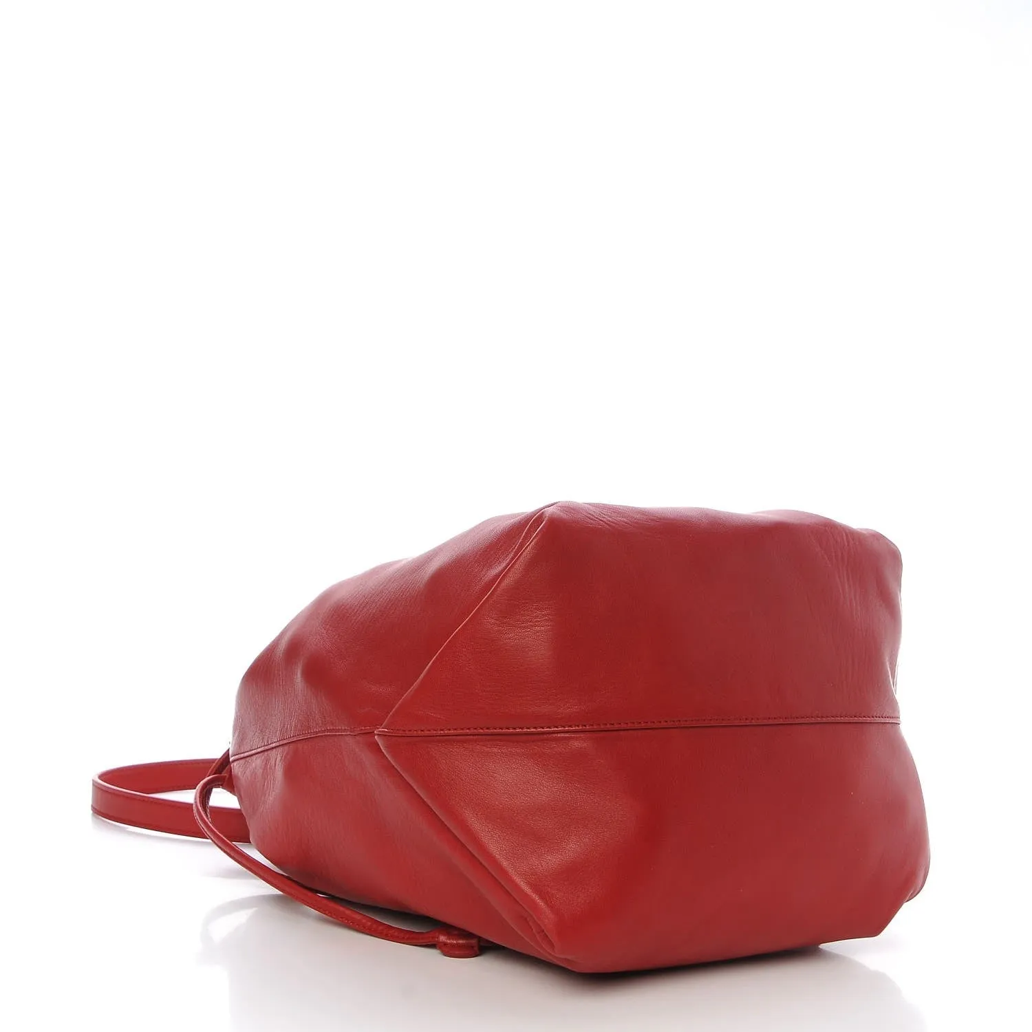 Saint Laurent Teddy Red Lambskin Leather Drawstring Bucket Bag 538447