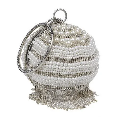 SEKUSA Ball Diamond Tassel Women Party Metal Crystal Clutches Evening  Wedding Bag Bridal Shoulder Handbag Wristlets Clutch