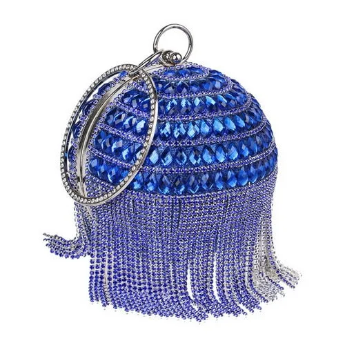 SEKUSA Ball Diamond Tassel Women Party Metal Crystal Clutches Evening  Wedding Bag Bridal Shoulder Handbag Wristlets Clutch