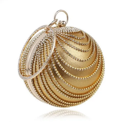 SEKUSA Ball Diamond Tassel Women Party Metal Crystal Clutches Evening  Wedding Bag Bridal Shoulder Handbag Wristlets Clutch