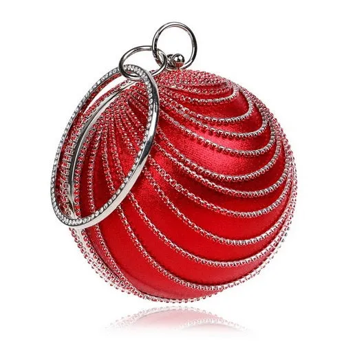 SEKUSA Ball Diamond Tassel Women Party Metal Crystal Clutches Evening  Wedding Bag Bridal Shoulder Handbag Wristlets Clutch