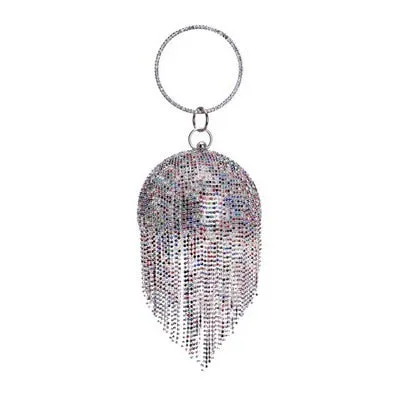 SEKUSA Ball Diamond Tassel Women Party Metal Crystal Clutches Evening  Wedding Bag Bridal Shoulder Handbag Wristlets Clutch