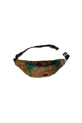 Seye Waistbag -  Green and Brown Water Well African Ankara Wax Cotton Print -1