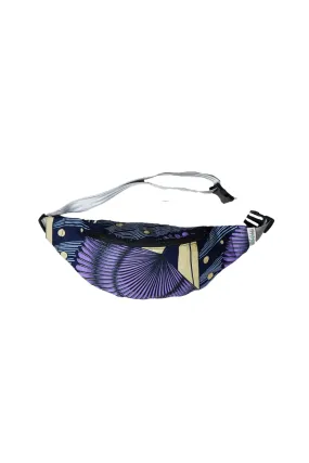 Seye Waistbag - Purple Beige Black and Silver African Ankara Wax Cotton Print - 17