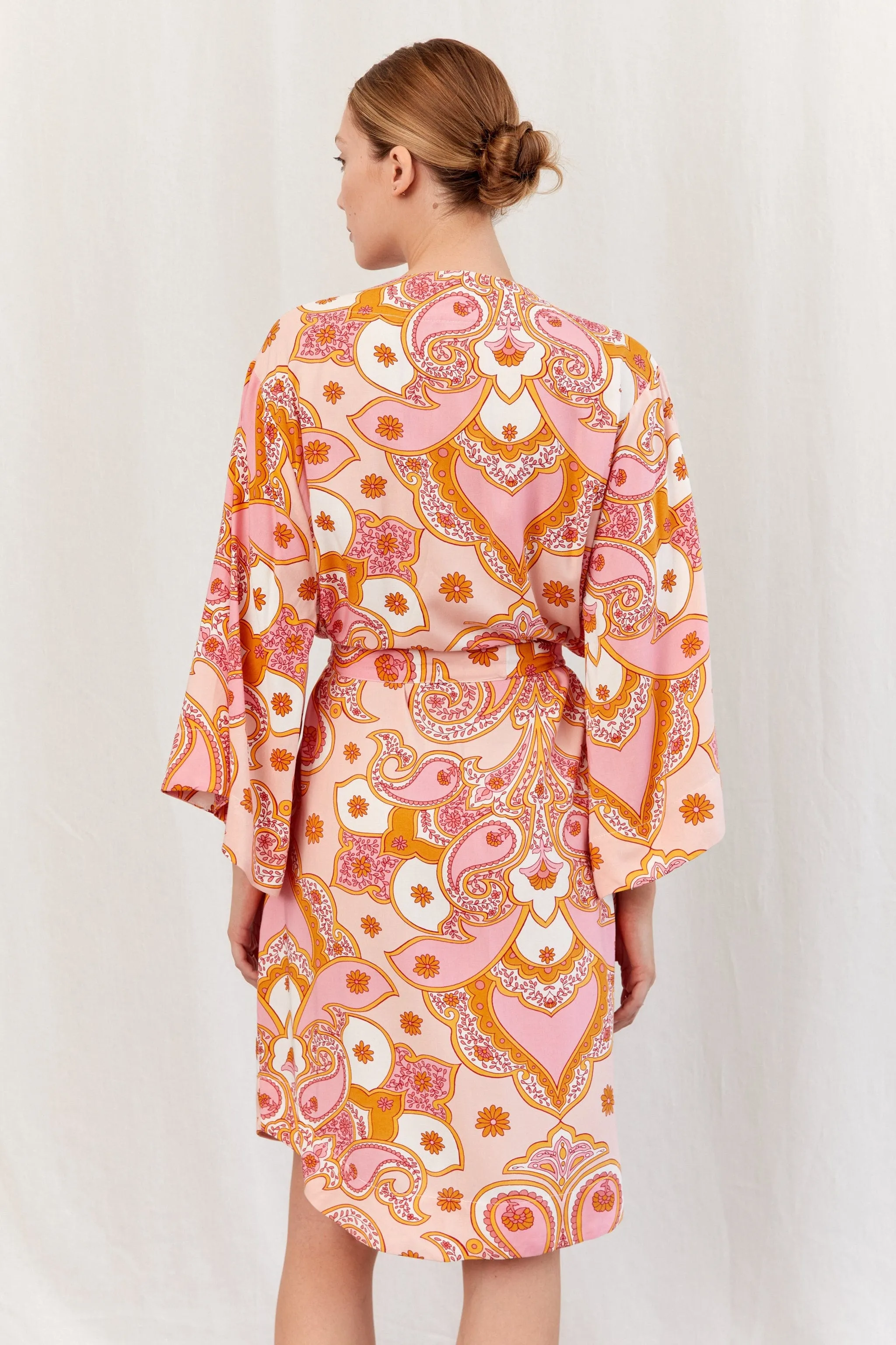 Short Kimono Robe - Paisley