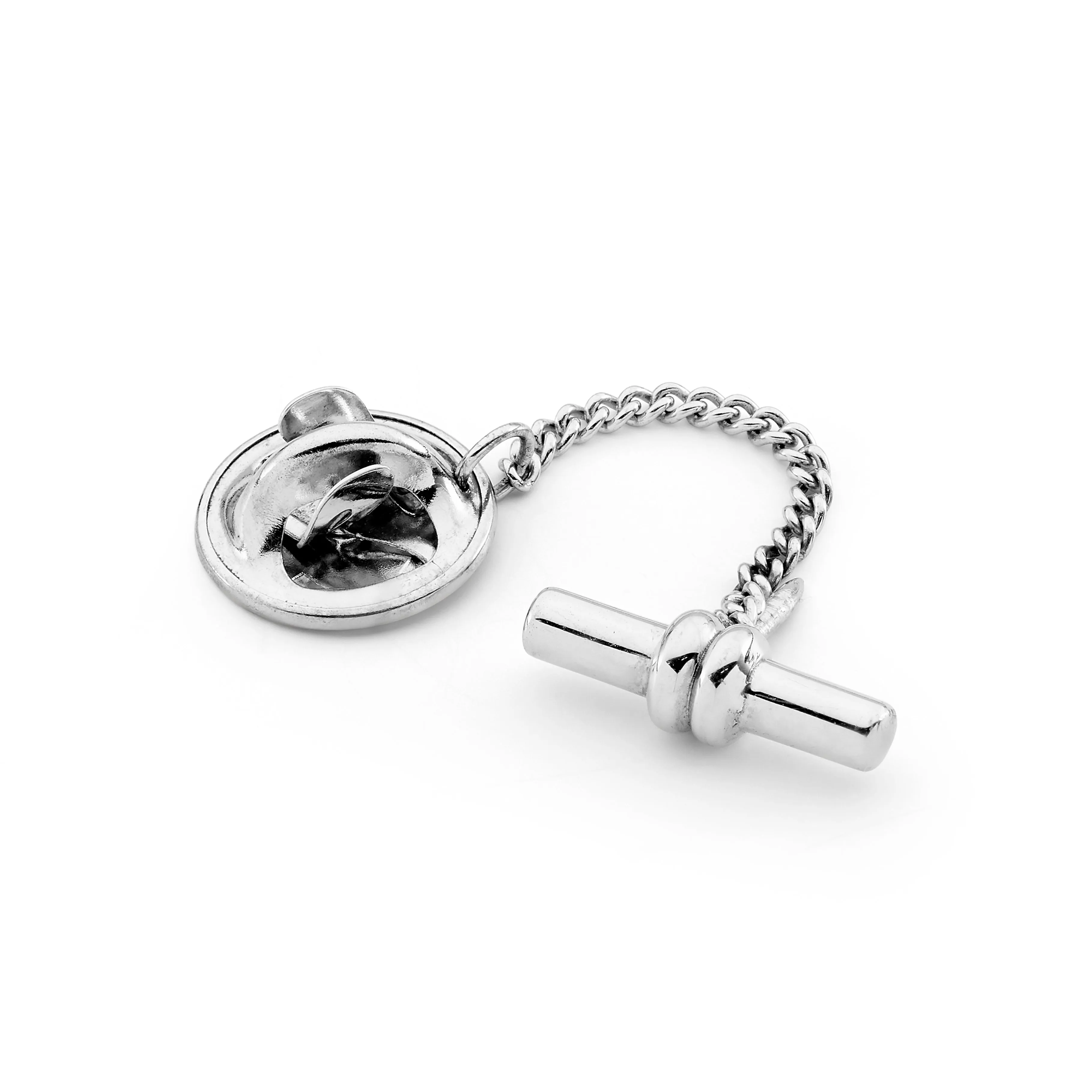 Silver Bar and Chain Lapel Pin