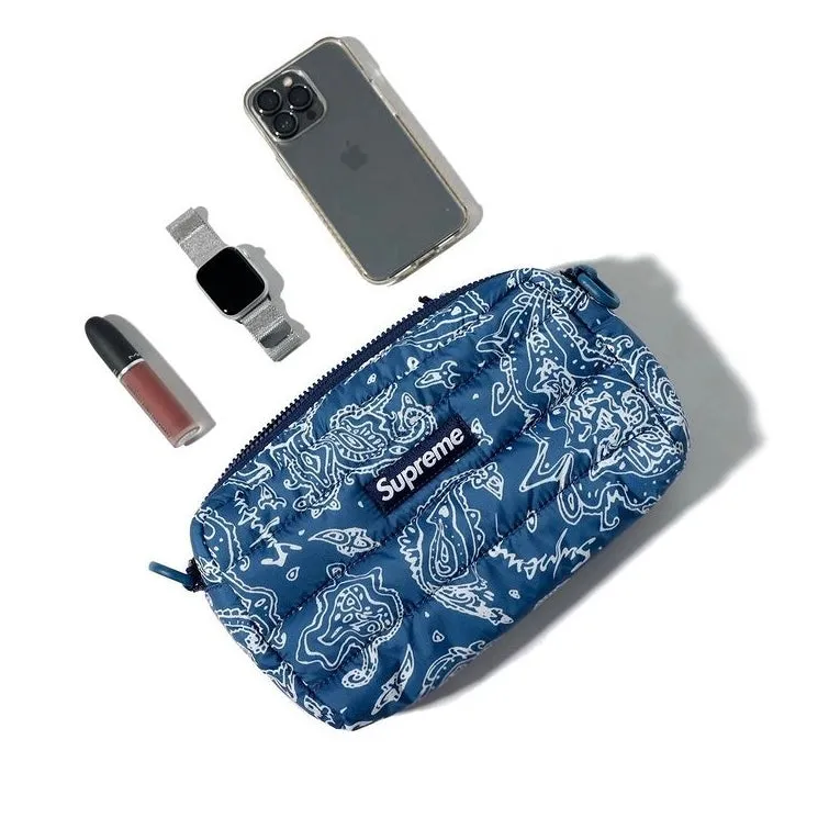 Supreme Puffer Side Bag Blue Paisley