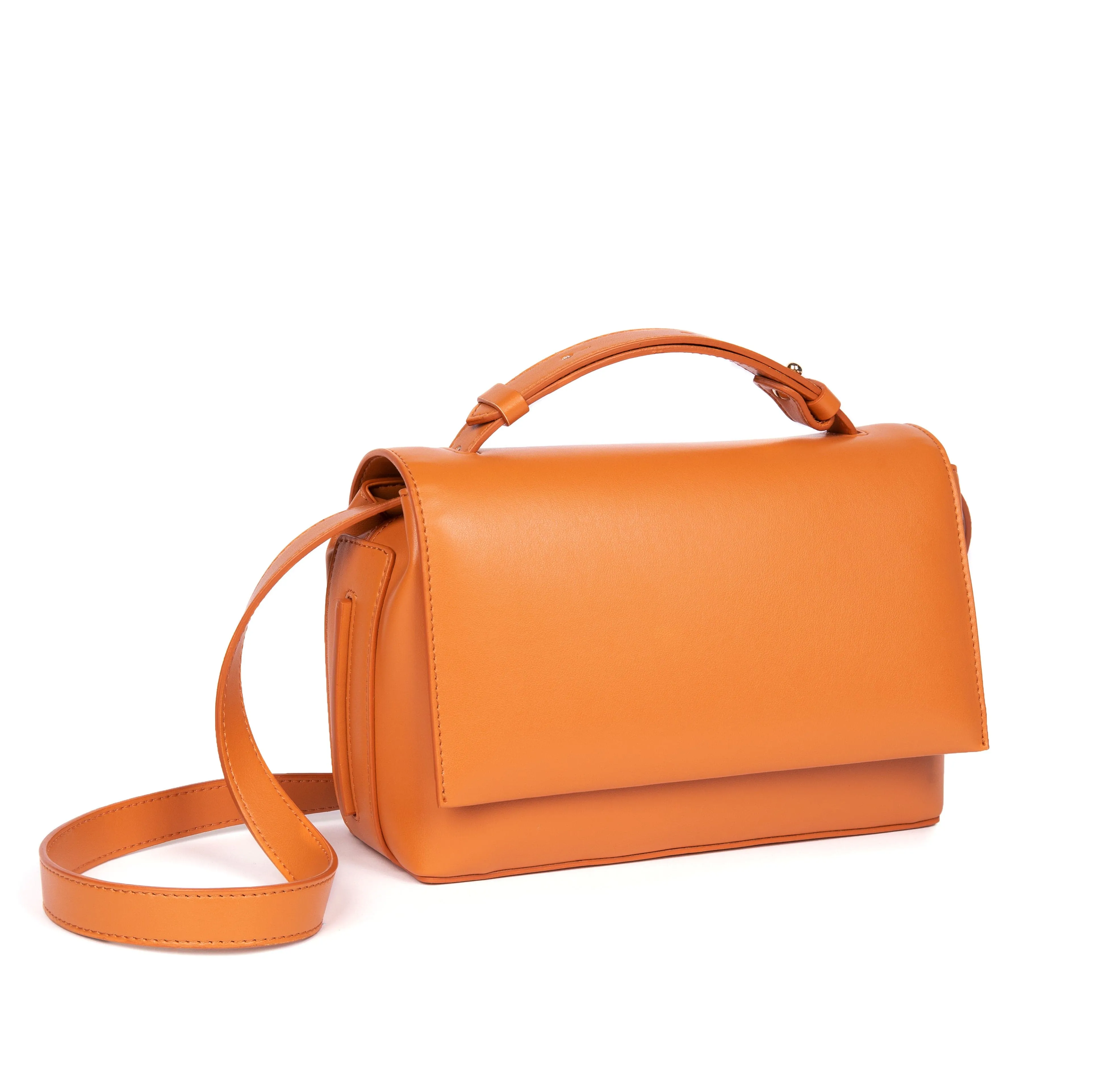 The Zanele Apple Leather Vegan Cross Body Bag | Pumpkin