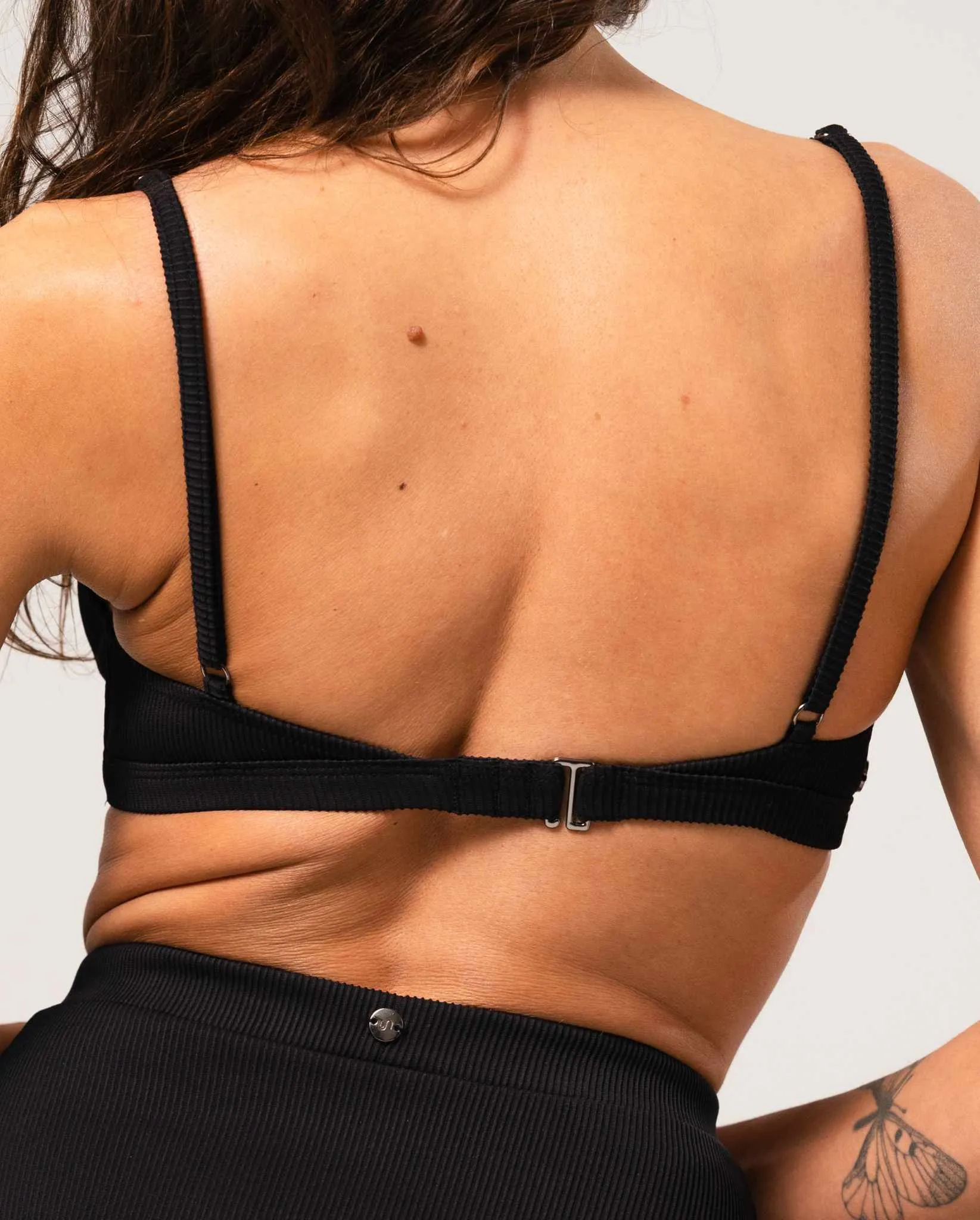 Triangle Bikini Top Black Rib